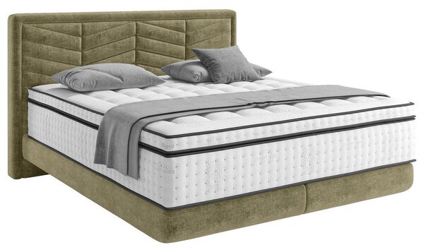 BOXSPRING POSTELJA 140 cm x 200 cm , tekstil olivno zelena