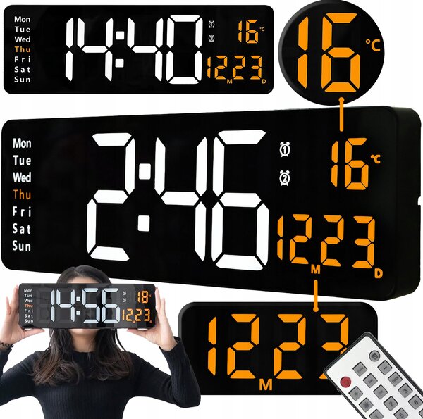 Moderna XXL LED elektronska budilka 39cm USB + daljinec