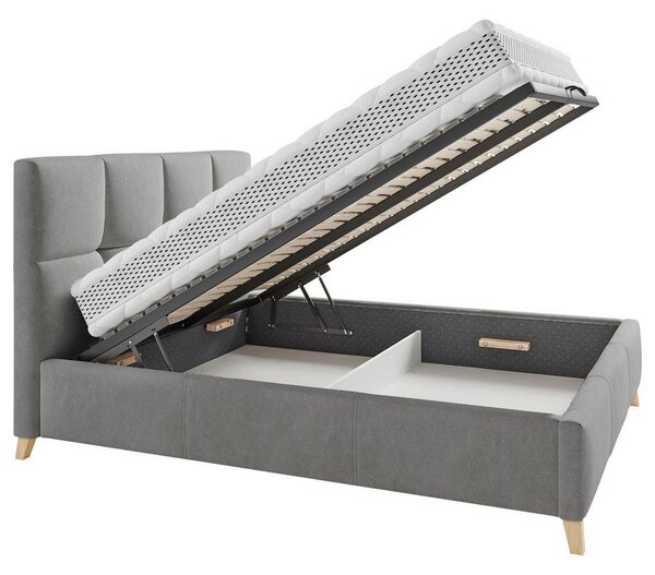 OBLAZINJENA POSTELJA 140 cm x 200 cm , tekstil siva