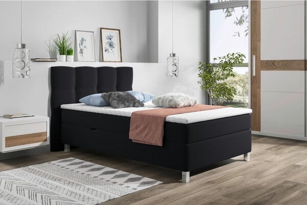 POSTELJA Z VZMETNICO 120 cm x 200 cm , tekstil črna