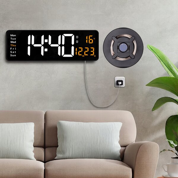Moderna XXL LED elektronska budilka 39cm USB + daljinec