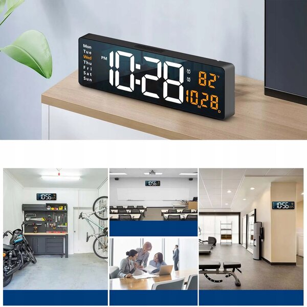Moderna XXL LED elektronska budilka 39cm USB + daljinec