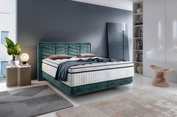 BOXSPRING POSTELJA 140 cm x 200 cm , tekstil modra