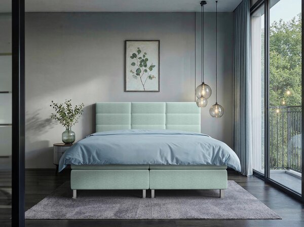 POSTELJA Z VZMETNICO 140 cm x 200 cm , tekstil turkizna