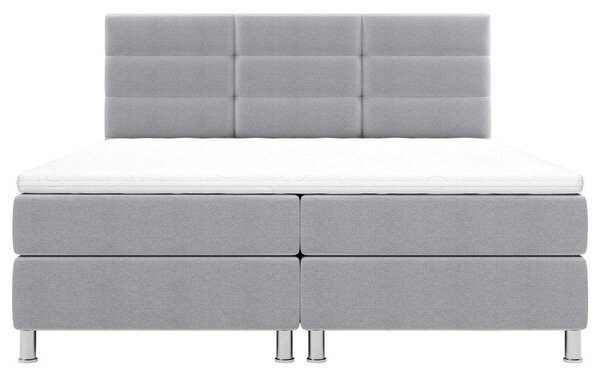 POSTELJA Z VZMETNICO 140 cm x 200 cm , tekstil svetlo siva