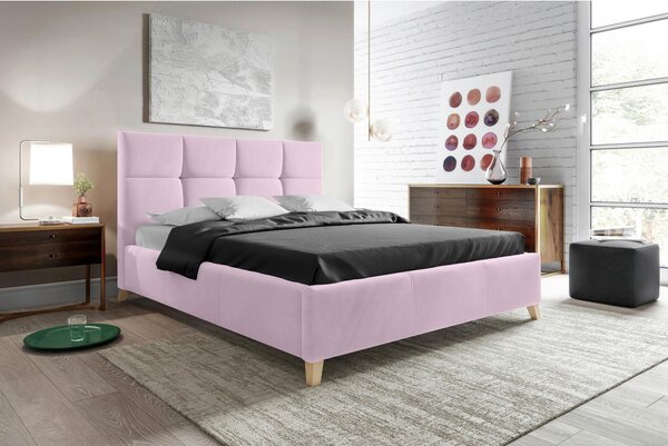 OBLAZINJENA POSTELJA 140 cm x 200 cm , tekstil roza
