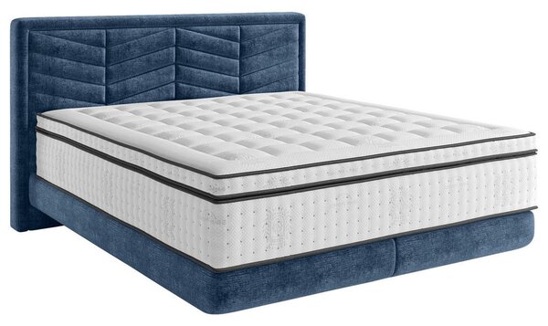 BOXSPRING POSTELJA 140 cm x 200 cm , tekstil temno modra