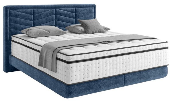 BOXSPRING POSTELJA 140 cm x 200 cm , tekstil temno modra