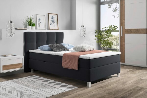 POSTELJA Z VZMETNICO 120 cm x 200 cm , tekstil antracit
