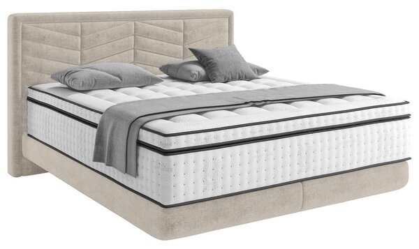 BOXSPRING POSTELJA 140 cm x 200 cm , tekstil svetlo siva