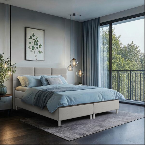 POSTELJA Z VZMETNICO 140 cm x 200 cm , tekstil siva