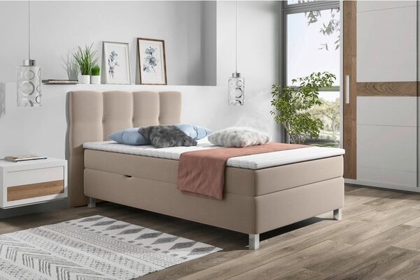 POSTELJA Z VZMETNICO 120 cm x 200 cm , tekstil bež