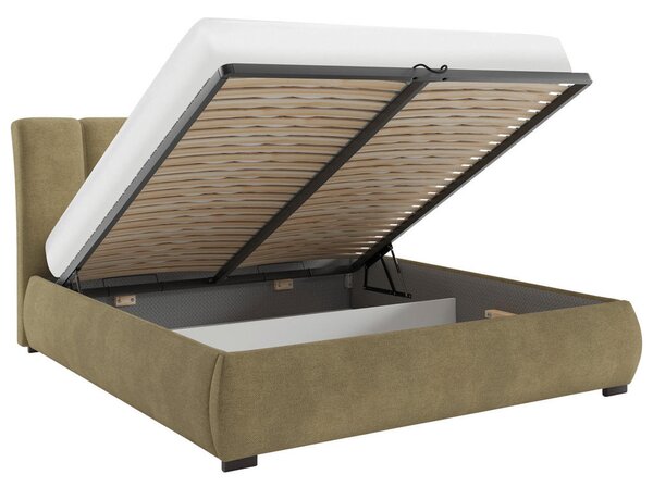 OBLAZINJENA POSTELJA 140 cm x 200 cm , les, tekstil, leseni material rjava