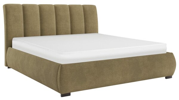 OBLAZINJENA POSTELJA 140 cm x 200 cm , les, tekstil, leseni material rjava