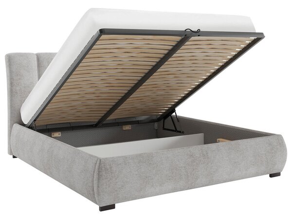 OBLAZINJENA POSTELJA 140 cm x 200 cm , les, tekstil, leseni material bež