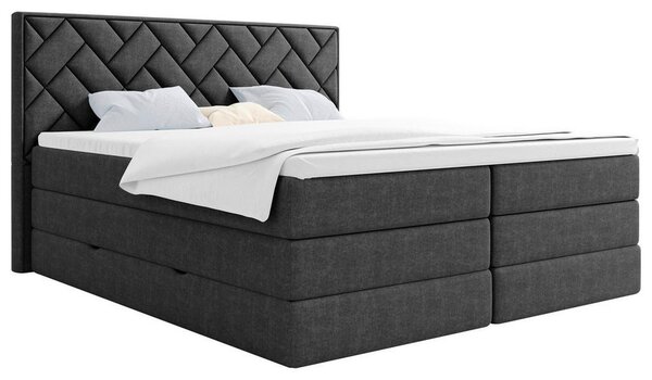 BOXSPRING POSTELJA 140 cm x 200 cm , tekstil, leseni material antracit