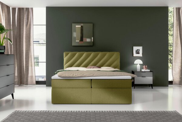 POSTELJA Z VZMETNICO 200 cm x 140 cm , tekstil zelena