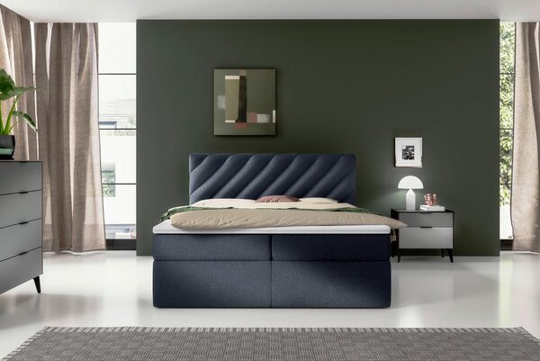 POSTELJA Z VZMETNICO 200 cm x 140 cm , tekstil modra