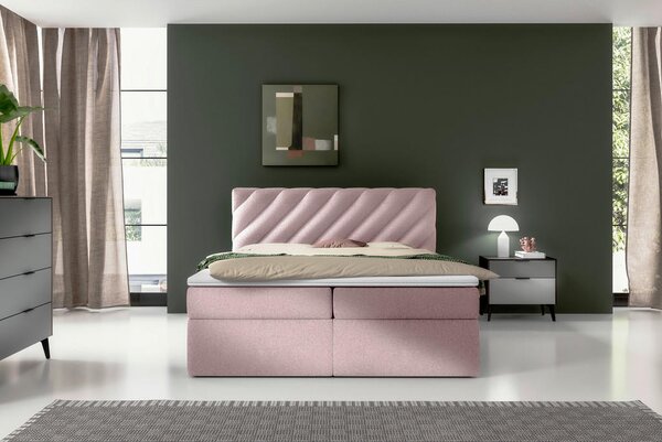 POSTELJA Z VZMETNICO 200 cm x 140 cm , tekstil roza