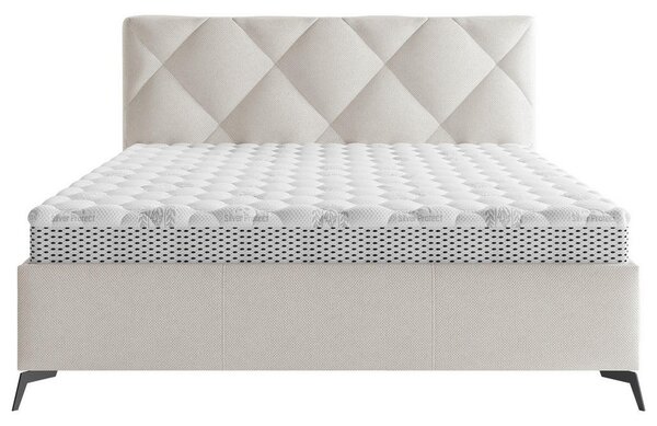 OBLAZINJENA POSTELJA 160 cm x 200 cm , tekstil krem barve