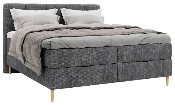 POSTELJA Z VZMETNICO 180 cm x 200 cm , les, tekstil, leseni material antracit