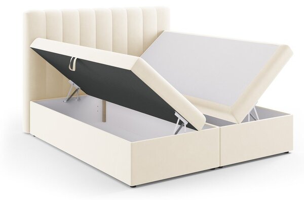Bež boxspring postelja s prostorom za shranjevanje 180x200 cm Gina – Milo Casa