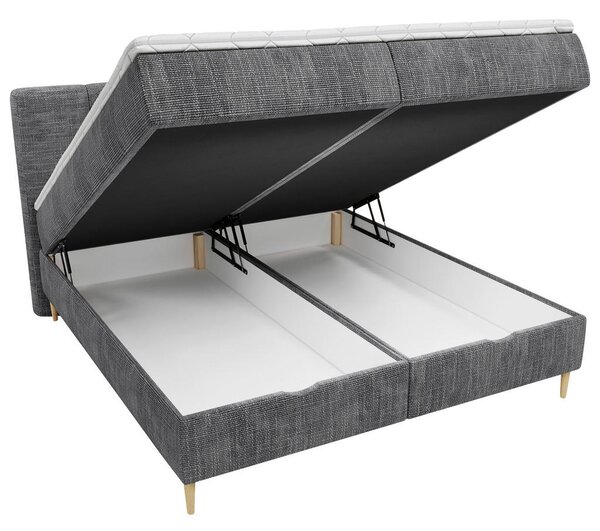 POSTELJA Z VZMETNICO 180 cm x 200 cm , les, tekstil, leseni material antracit