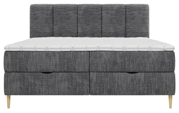 POSTELJA Z VZMETNICO 180 cm x 200 cm , les, tekstil, leseni material antracit