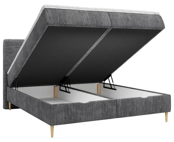 POSTELJA Z VZMETNICO 180 cm x 200 cm , les, tekstil, leseni material antracit