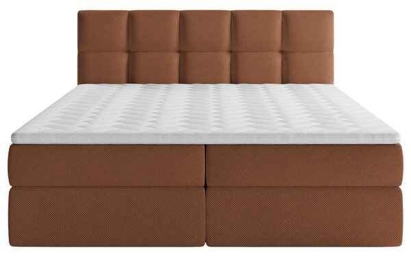 POSTELJA Z VZMETNICO 140 cm x 200 cm , les, tekstil, leseni material opečnato rjava
