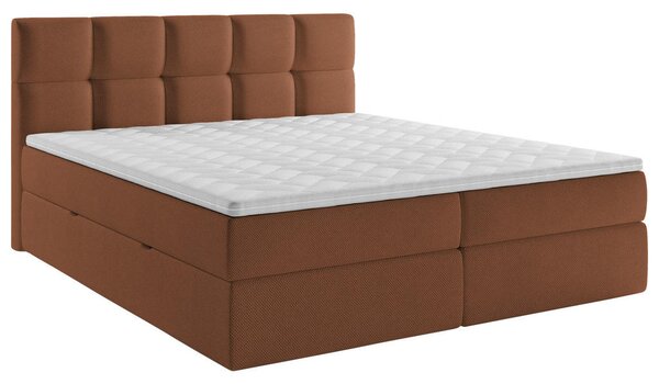 POSTELJA Z VZMETNICO 140 cm x 200 cm , les, tekstil, leseni material opečnato rjava