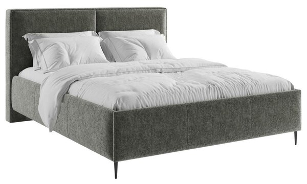 OBLAZINJENA POSTELJA 140 cm x 200 cm , les, tekstil, leseni material antracit