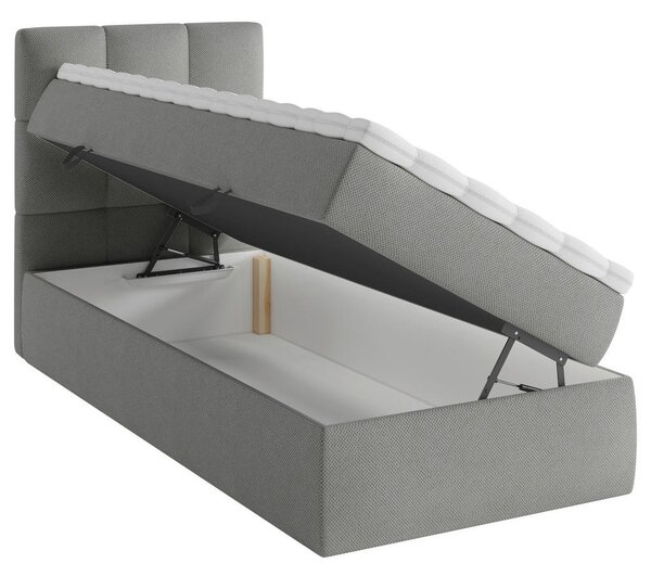 POSTELJA Z VZMETNICO 90 cm x 200 cm , les, tekstil, leseni material temno siva