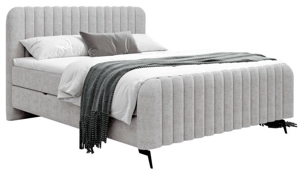 POSTELJA Z VZMETNICO 140 cm x 200 cm , les, tekstil, leseni material siva