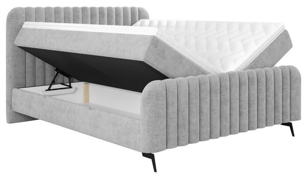 POSTELJA Z VZMETNICO 140 cm x 200 cm , les, tekstil, leseni material siva