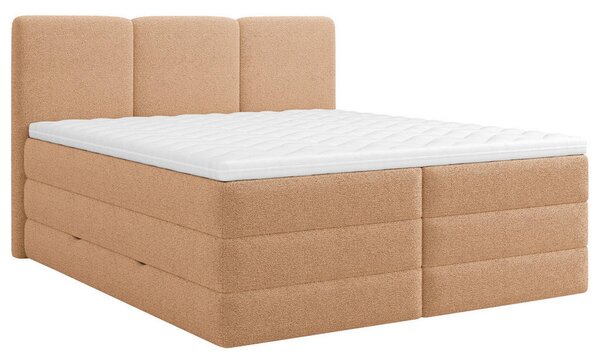 POSTELJA BOXSPRING 160 cm x 200 cm , les, tekstil, leseni material terakota