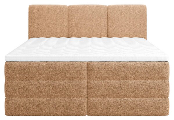 BOXSPRING POSTELJA 180 cm x 200 cm , les, tekstil, leseni material terakota