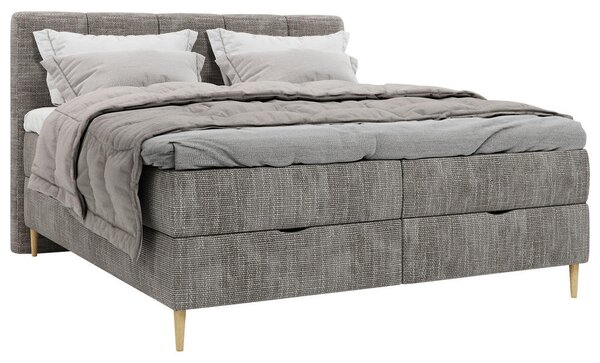 POSTELJA Z VZMETNICO 140 cm x 200 cm , les, tekstil, leseni material siva