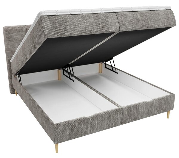 POSTELJA Z VZMETNICO 140 cm x 200 cm , les, tekstil, leseni material siva