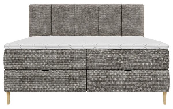 POSTELJA Z VZMETNICO 140 cm x 200 cm , les, tekstil, leseni material siva