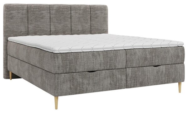 POSTELJA Z VZMETNICO 140 cm x 200 cm , les, tekstil, leseni material siva