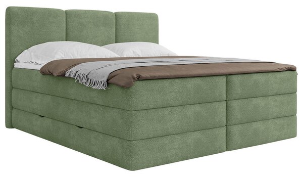BOXSPRING POSTELJA 160 cm x 200 cm , les, tekstil, leseni material zelena