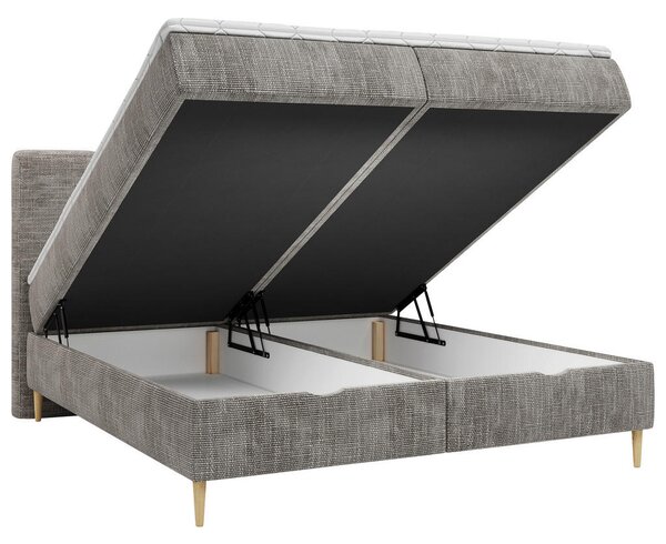 POSTELJA Z VZMETNICO 140 cm x 200 cm , les, tekstil, leseni material siva