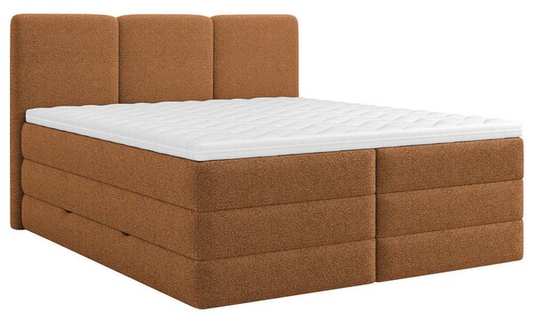 POSTELJA BOXSPRING 160 cm x 200 cm , les, tekstil, leseni material opečnato rjava