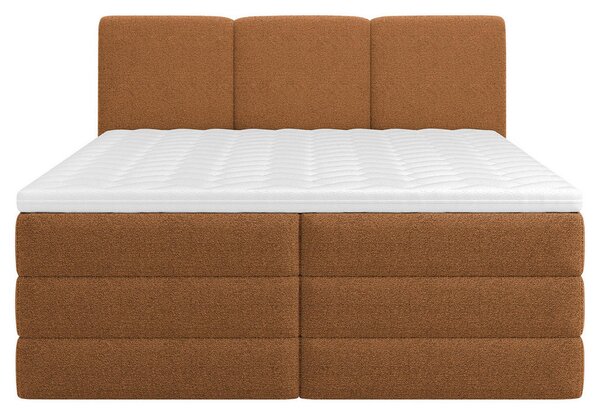POSTELJA BOXSPRING 160 cm x 200 cm , les, tekstil, leseni material opečnato rjava