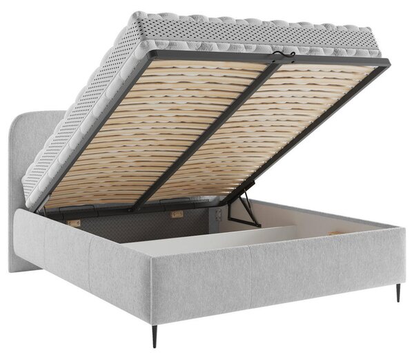 OBLAZINJENA POSTELJA 180 cm x 200 cm , les, tekstil, leseni material siva