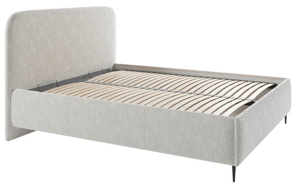 OBLAZINJENA POSTELJA 140 cm x 200 cm , les, tekstil, leseni material bež