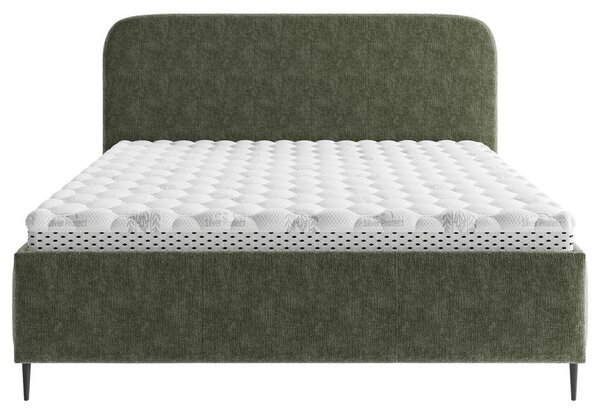 OBLAZINJENA POSTELJA 140 cm x 200 cm , les, tekstil, leseni material temno zelena