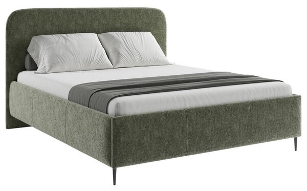 OBLAZINJENA POSTELJA 140 cm x 200 cm , les, tekstil, leseni material temno zelena