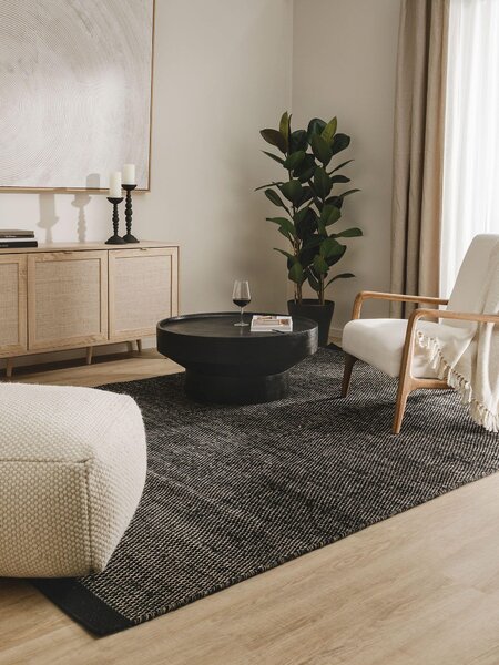 Volnena preproga Rocco Black White